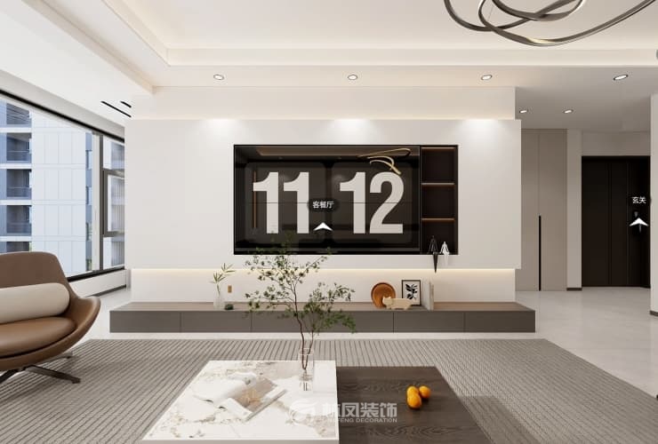 保利公園壹號 124平 現(xiàn)代風格 客廳2.jpg